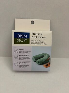 Open Story Stuffable Neck Pillow — Sage Green Travel Support